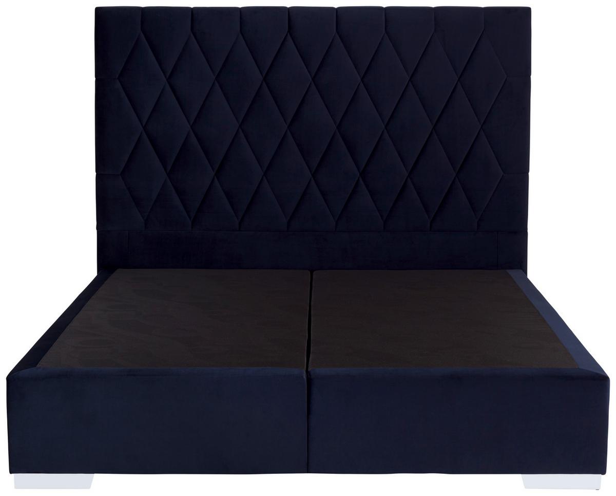 Boxspringbett 160x200cm Paula 1 - Chromfarben/Dunkelblau, MODERN, Textil (160/200cm)