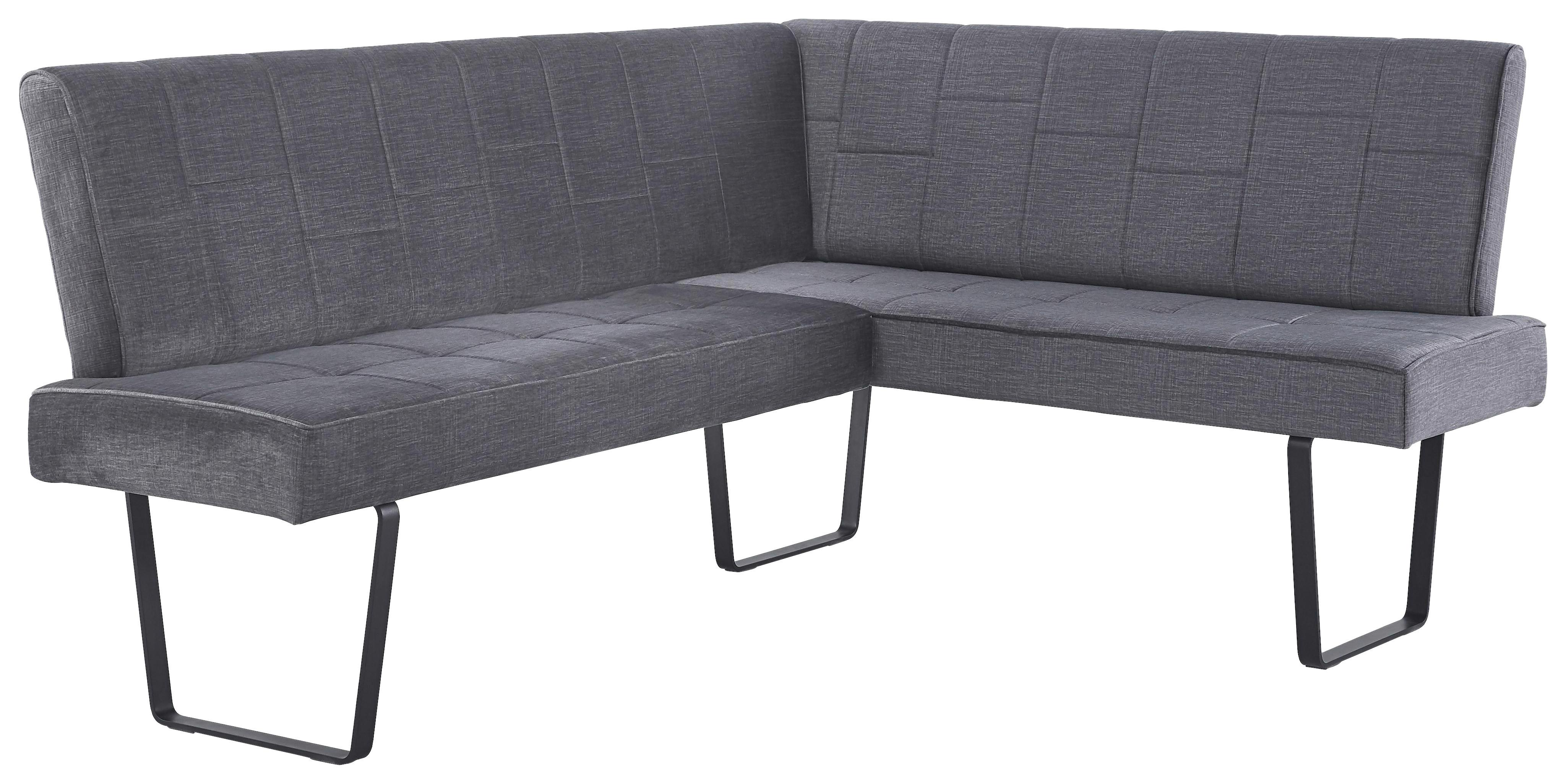 Eckbank Tilos Samt Dunkelgrau, S: 190x150 cm - Dunkelgrau/Schwarz, KONVENTIONELL, Textil/Metall (190/150cm) - MID.YOU