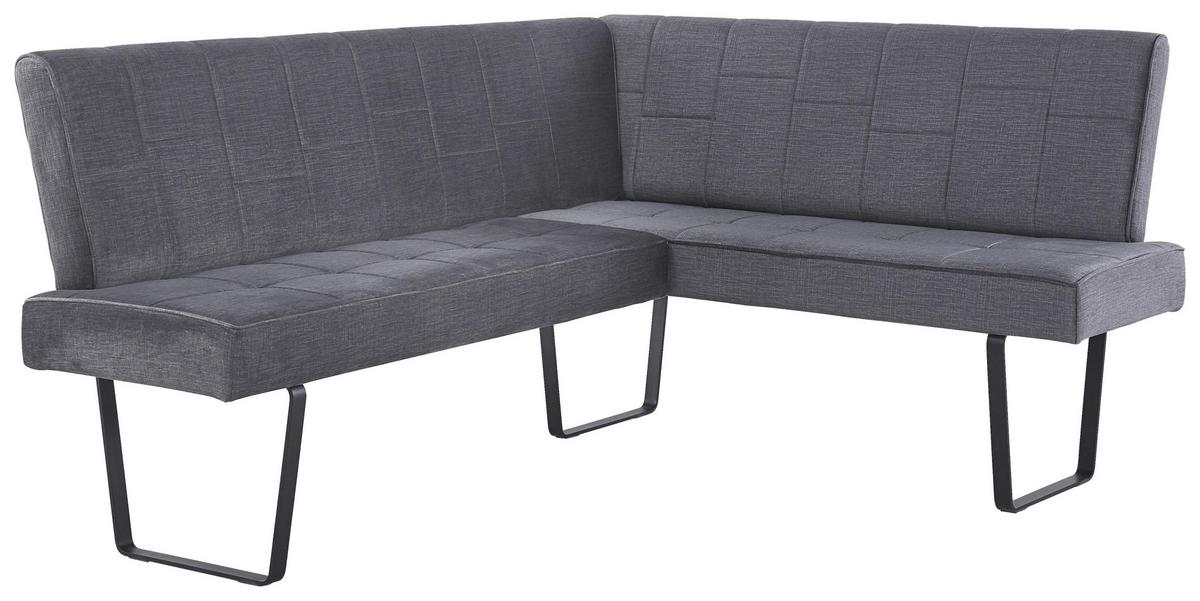 Eckbank Tilos Samt Dunkelgrau, S: 190x150 cm - Dunkelgrau/Schwarz, KONVENTIONELL, Textil/Metall (190/150cm) - MID.YOU