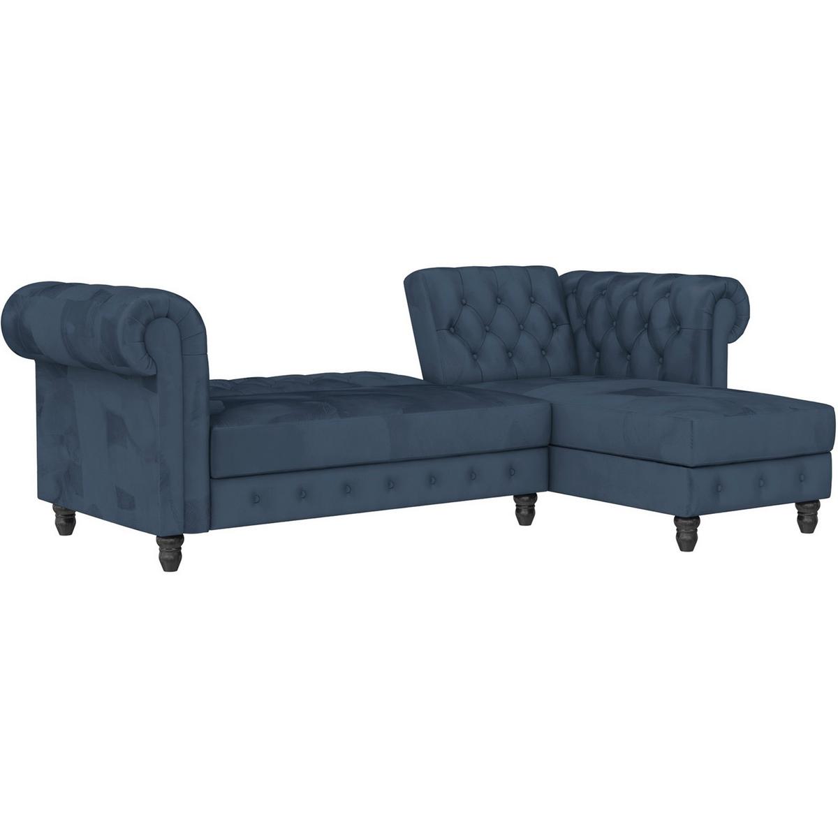 Ecksofa Firenze Blau, mit Schlaffunktion - Blau/Schwarz, Basics, Textil (241/154cm) - Livetastic