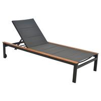 Sonnenliege Paxos Akazienholz/ Metall/Kunststoff mit Rollen - Graphitfarben/Naturfarben, MODERN, Holz/Kunststoff (198/103/84cm) - Gardenson