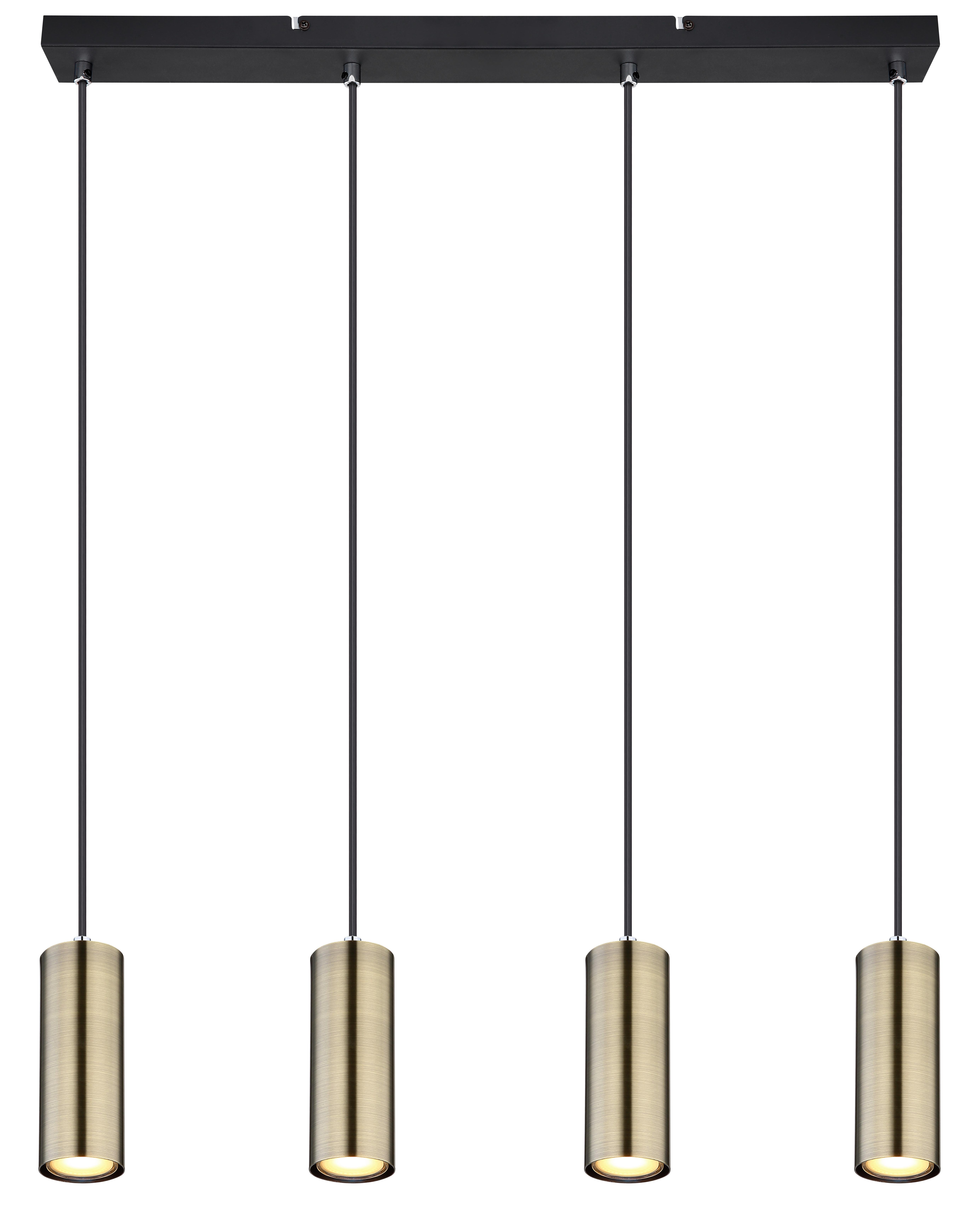 Hängeleuchte 57911-4hm - Messingfarben/Schwarz, Design, Metall (65/6/120cm) - Globo
