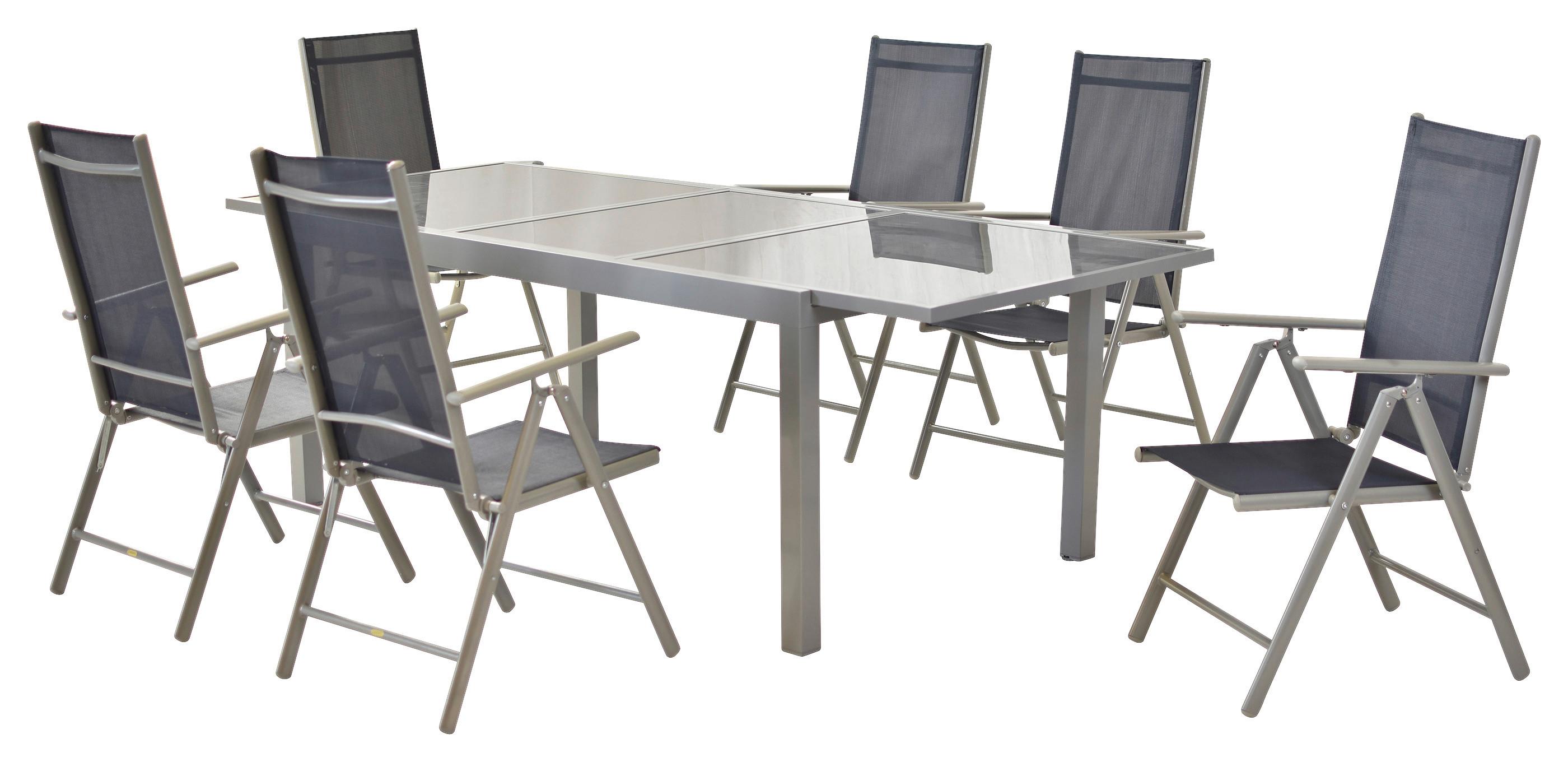 Gartenset Amalfi - Blau/Silberfarben, MODERN, Textil/Metall - Gardenson