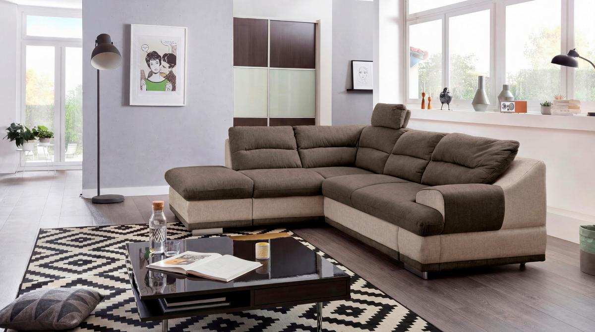 Sarokgarnitúra Seaside - bézs/barna, Konventionell, textil (217/264cm) - Luca Bessoni