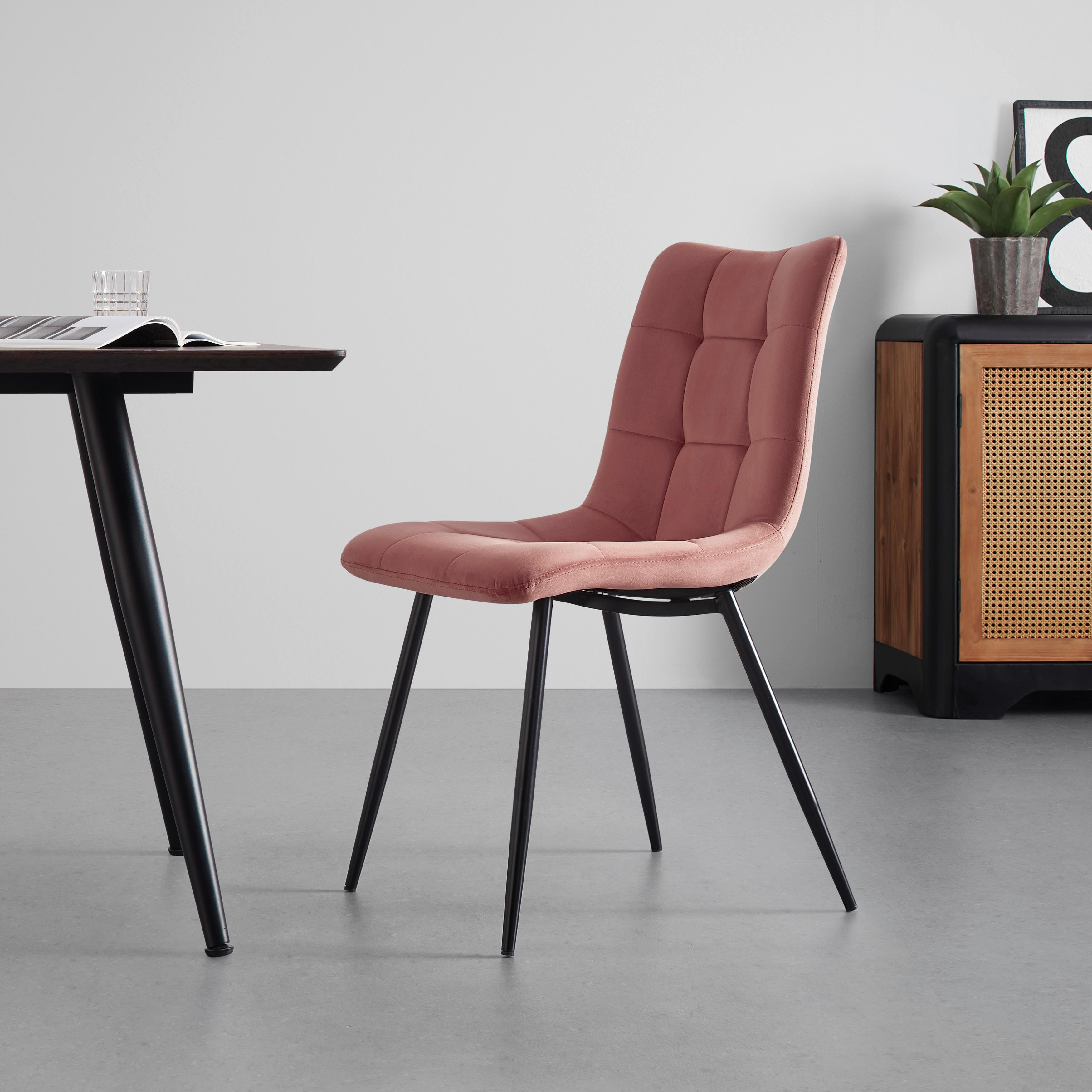 Elegantní Židle Suri Růžová - růžová/černá, Moderní, kov/dřevo (46/87/59cm) - Bessagi Home