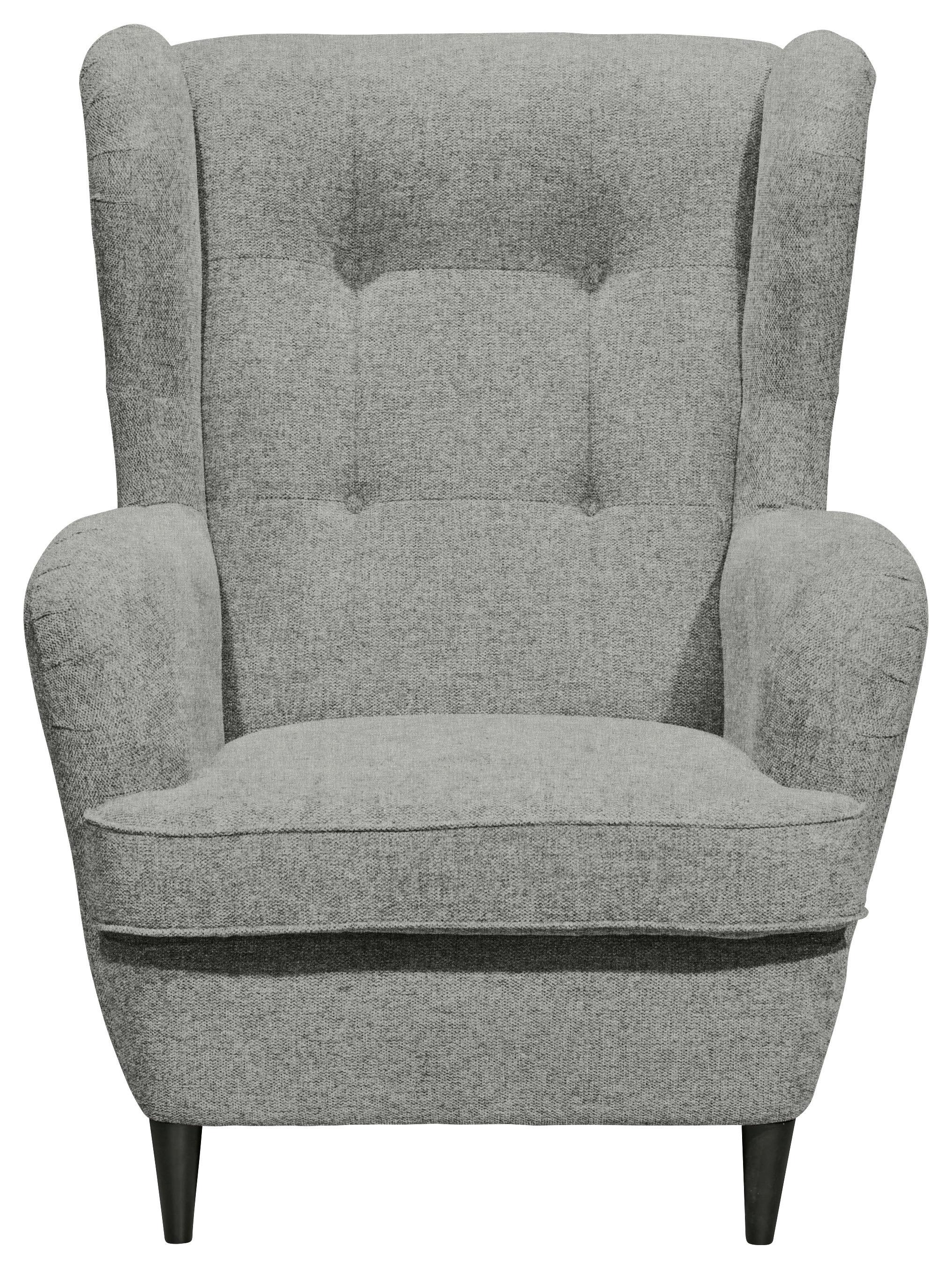 Ohrensessel Oskar Hellgrau B: 78 cm - Hellgrau/Schwarz, Basics, Textil (78/102/98cm) - MID.YOU