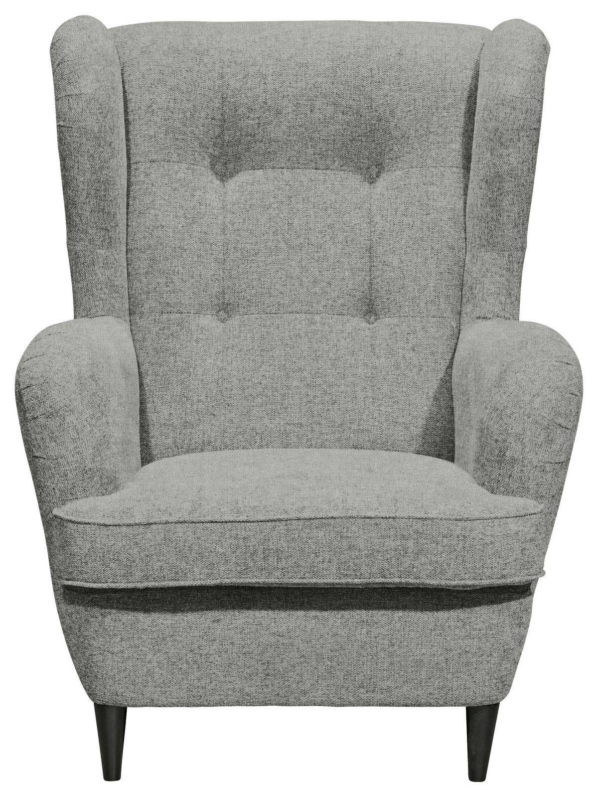 Ohrensessel Oskar Hellgrau B: 78 Cm - Hellgrau/Schwarz, Basics, Textil (78/102/98cm) - MID.YOU