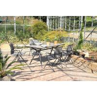 Gartengarnitur 5-Tlg. Alpha Metall/Kunststoff/Glas - Taupe/Anthrazit, Basics, Glas/Kunststoff (80/75/160cm) - Acamp