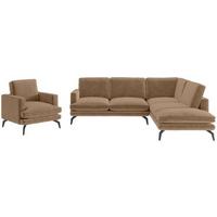 Sitzgarnitur Bali - Schwarz/Braun, Design, Textil (250/202cm) - Livetastic