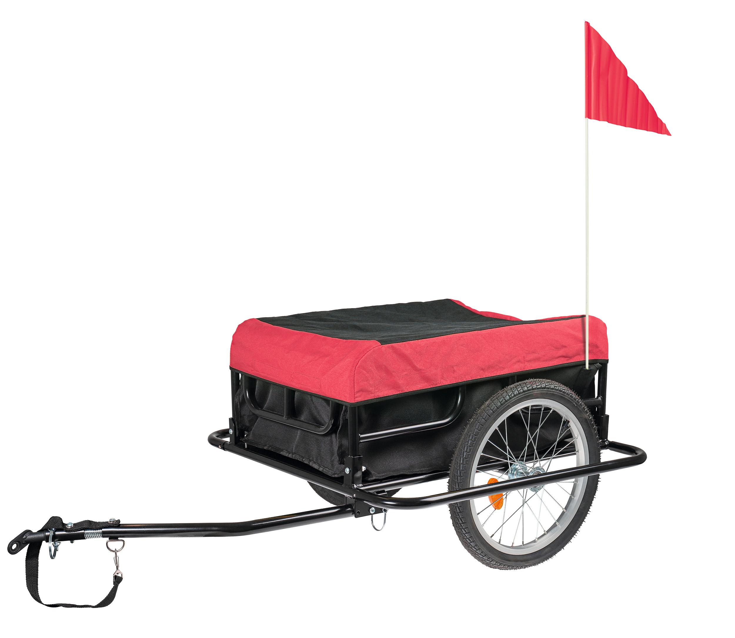Fahrradanhänger Klappbar Rot/Schwarz mit Reflektoren - Rot/Schwarz, Basics, Textil/Metall (73/17/54cm)