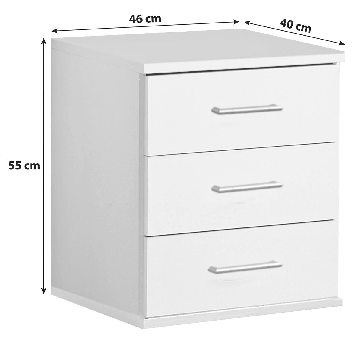 Komoda OSAKA šírka 46cm - biela/hliníková, Konventionell, kompozitné drevo/plast (46/55/40cm) - MID.YOU
