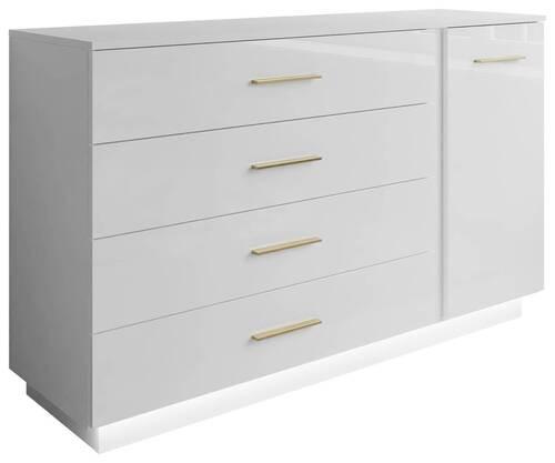Kommode Lina II - Weiß Hochglanz/Weiß, Design, Holzwerkstoff (138/84/41cm) - MID.YOU