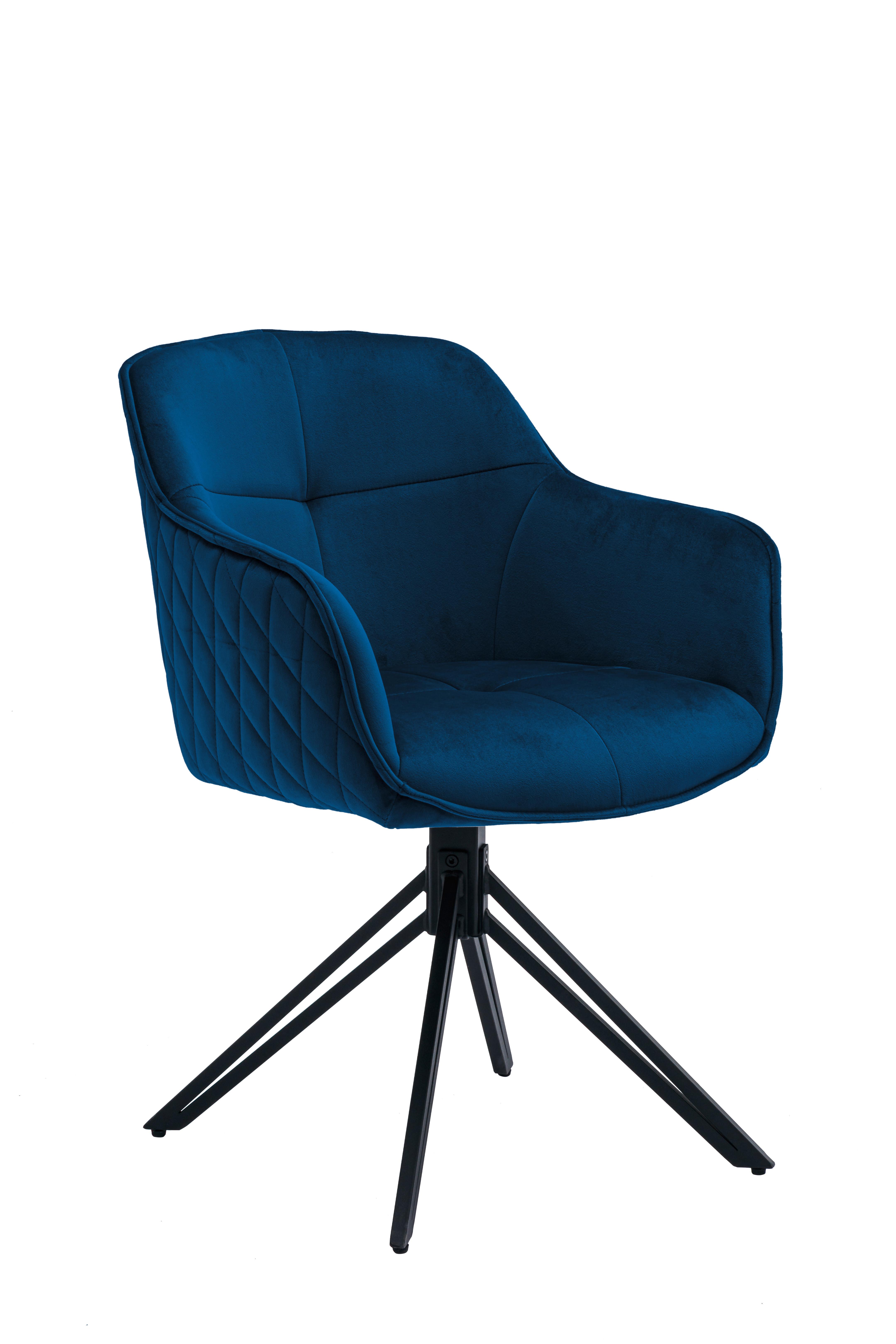Židle s područkami EMMA, modrá - modrá/černá, Moderní, kov/textil (59/82/62cm) - MID.YOU