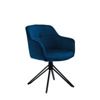 Židle s područkami EMMA, modrá - modrá/černá, Moderní, kov/textil (59/82/62cm) - MID.YOU