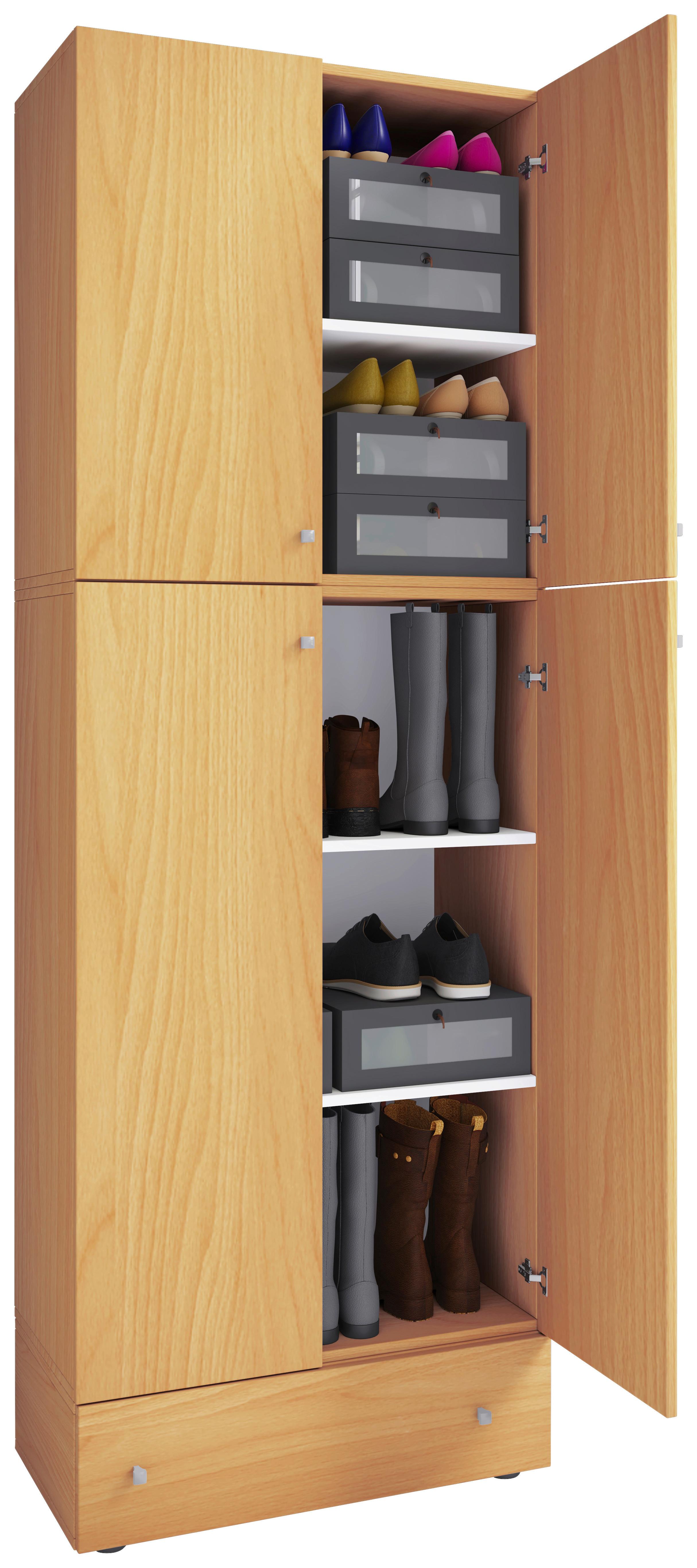 Botník Lona XXL, se zásuvkou, š. 70cm - černá/barvy buku, Konvenční, kompozitní dřevo/plast (70/200/39cm) - MID.YOU