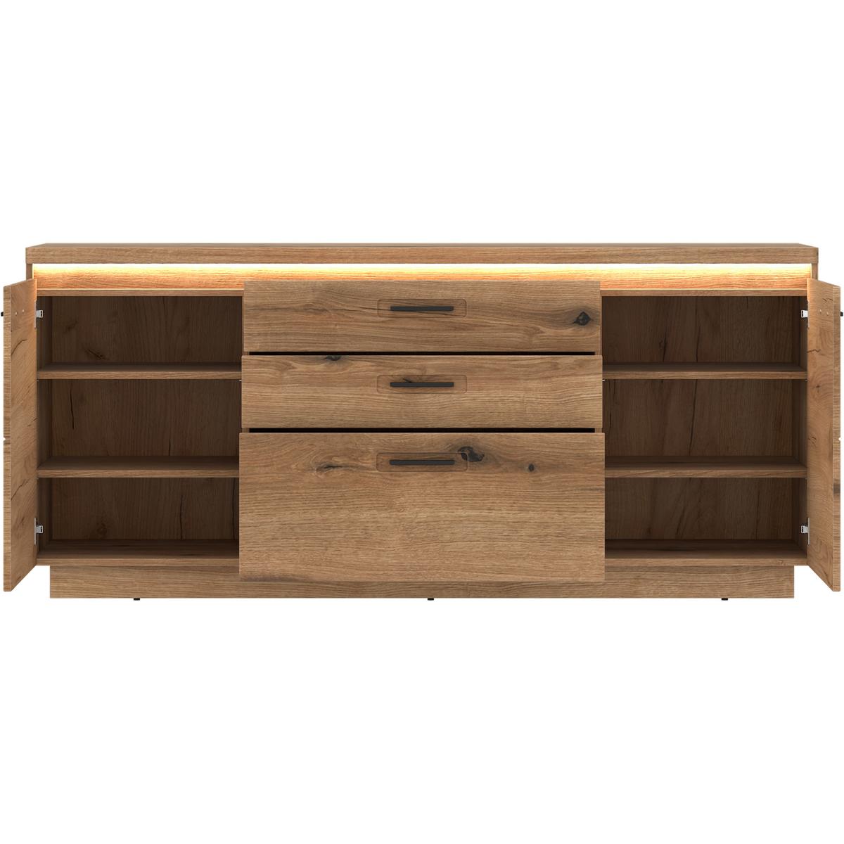 SIDEBOARD Molina Eiche Dekor B: 180cm - Eichefarben/Schwarz, Basics, Holzwerkstoff (180/80,7/44,6cm)