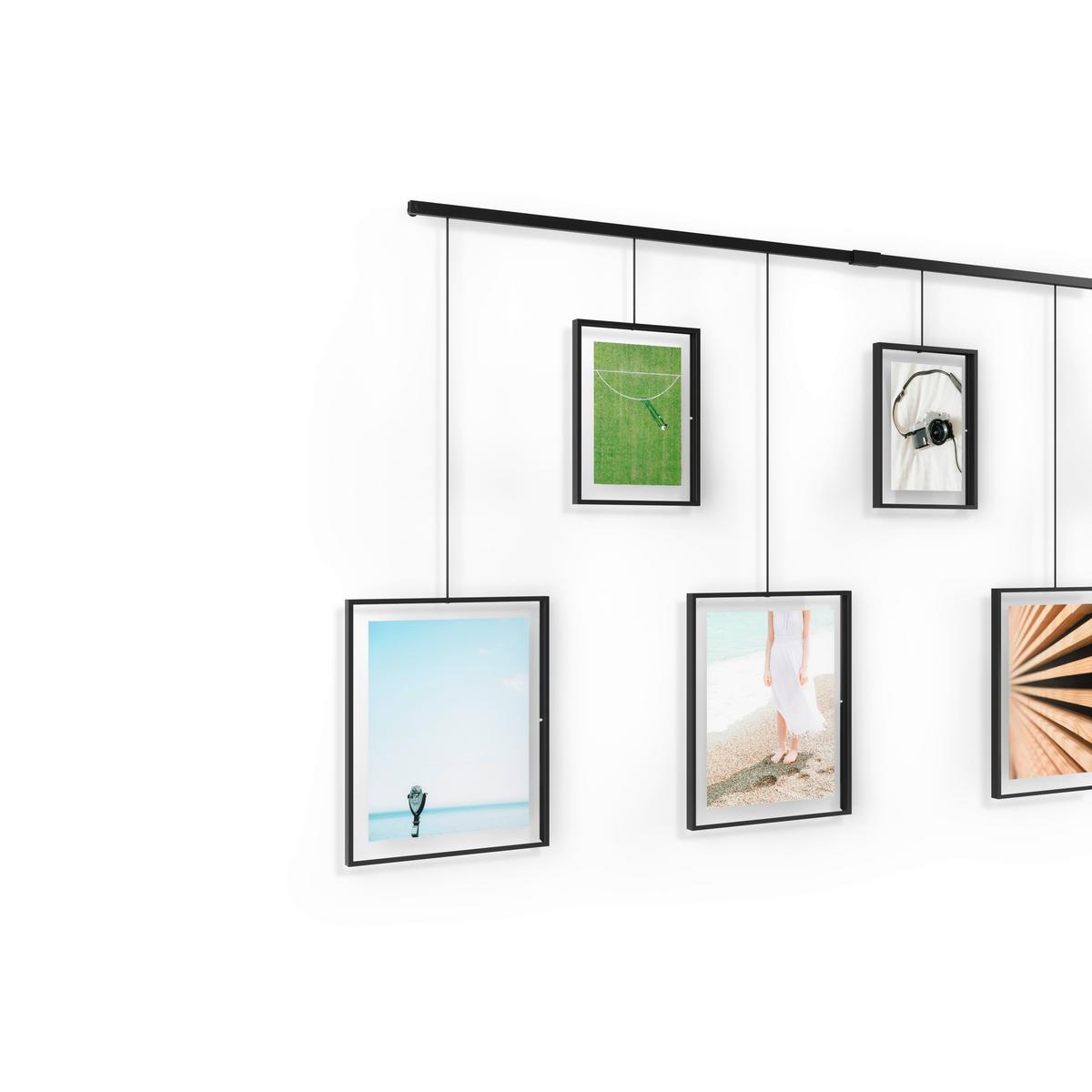 Collagen-Bilderrahmen Schwarz Transparent B: 3,5 cm - Transparent/Schwarz, Basics, Glas/Metall (3,5/78/223cm) - Umbra