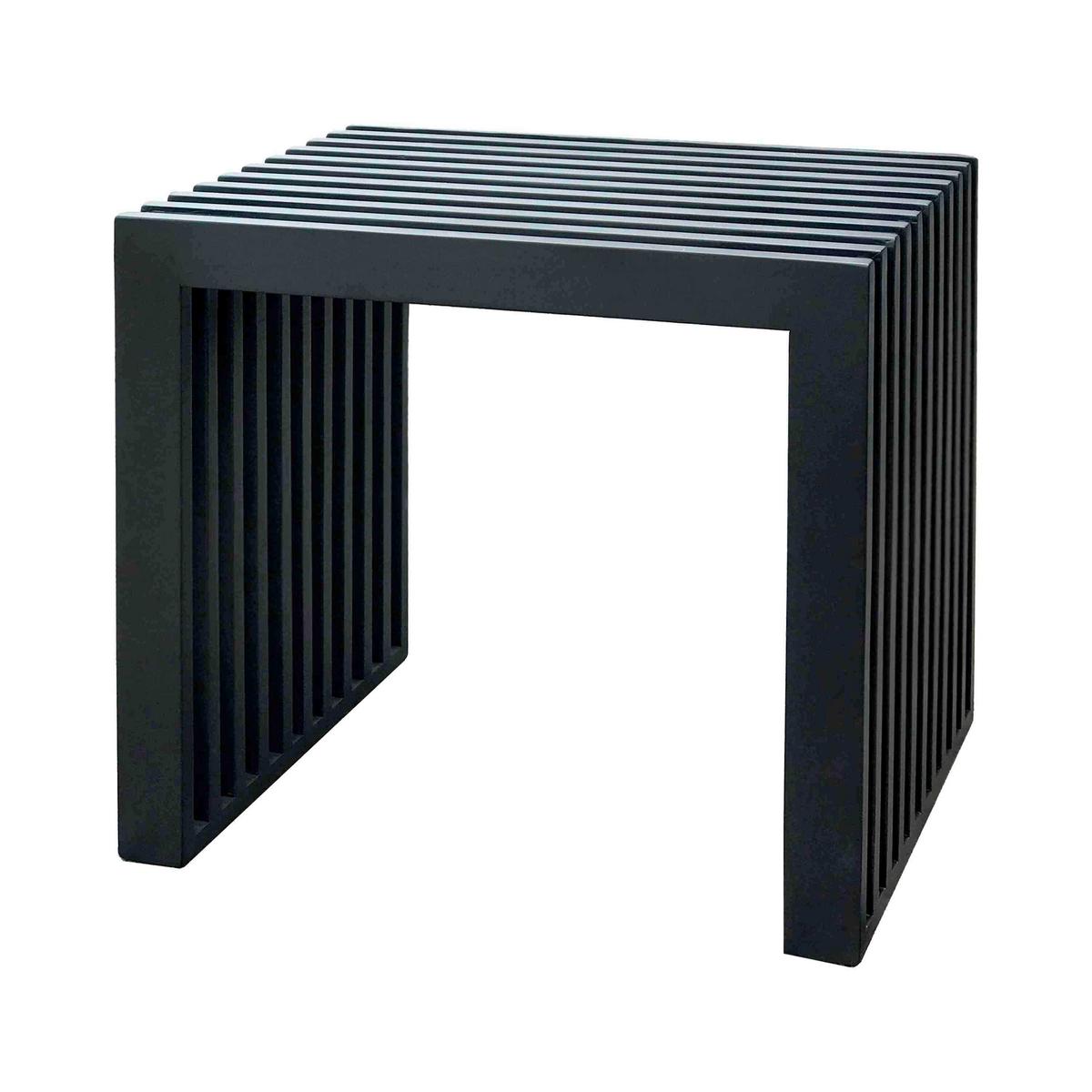 HOCKER RIB - Schwarz, KONVENTIONELL, Holz (45/43/35cm) - MID.YOU