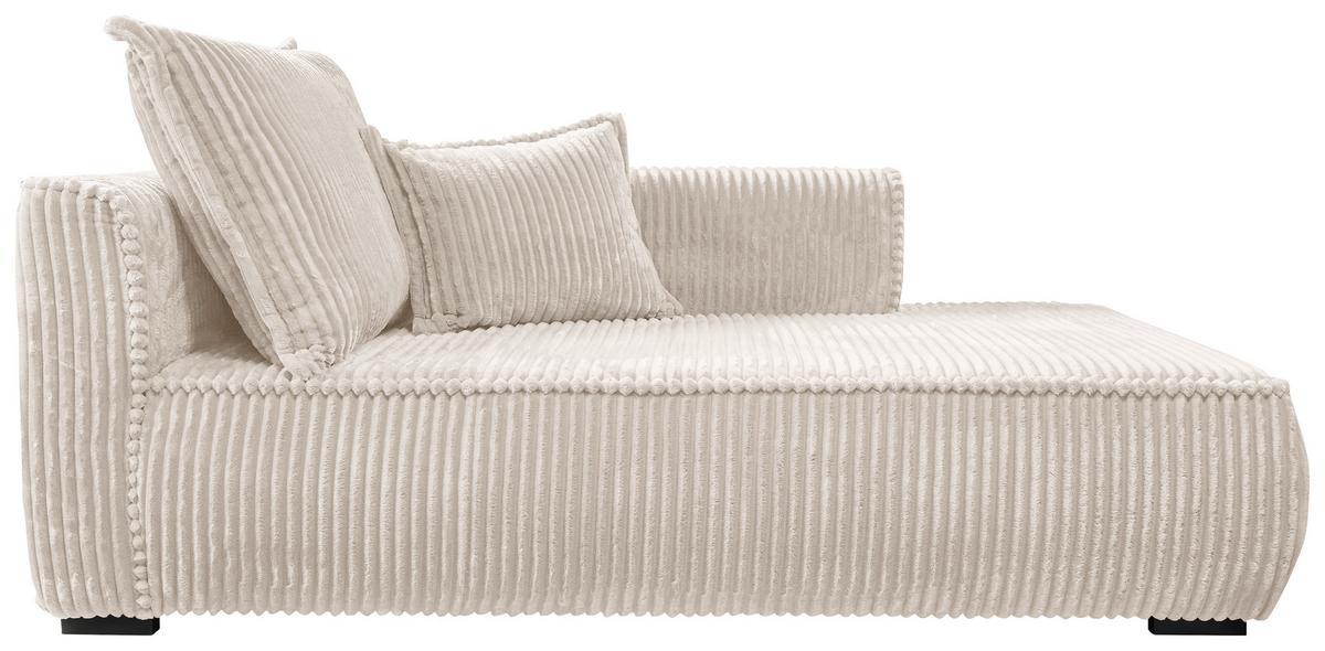 Recamiere Modena Rechts inkl. Kissen, Creme, B: 208 cm - Creme/Schwarz, Design, Textil (207/75/121cm) - MID.YOU