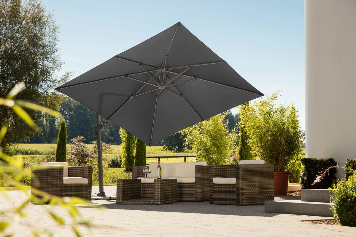 Ampelschirm Rhodos Twist BxHxT: 358x263x300 cm Anthrazit - Anthrazit, Basics, Textil/Metall (358/263/300cm) - Schneider