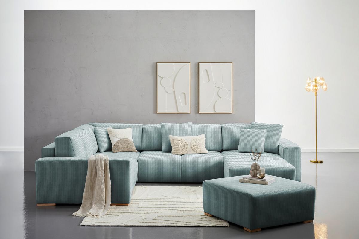 Wohnlandschaft Vouge Mintgrün U: 283x371x208 cm - Buchefarben/Schwarz, KONVENTIONELL, Textil (283/371/208cm) - Livetastic
