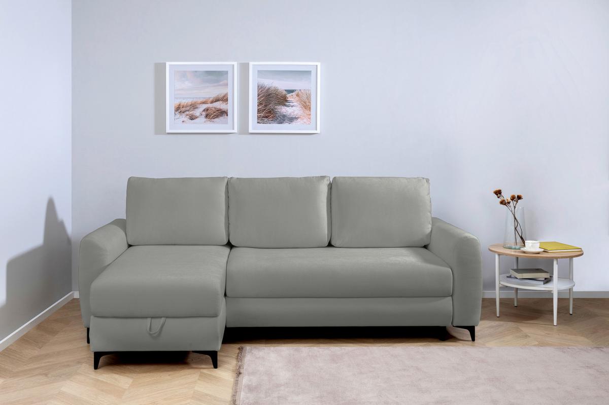 Ecksofa Moli, Grau S: 236x148 cm - Schwarz/Grau, Design, Textil (236/148cm) - MID.YOU