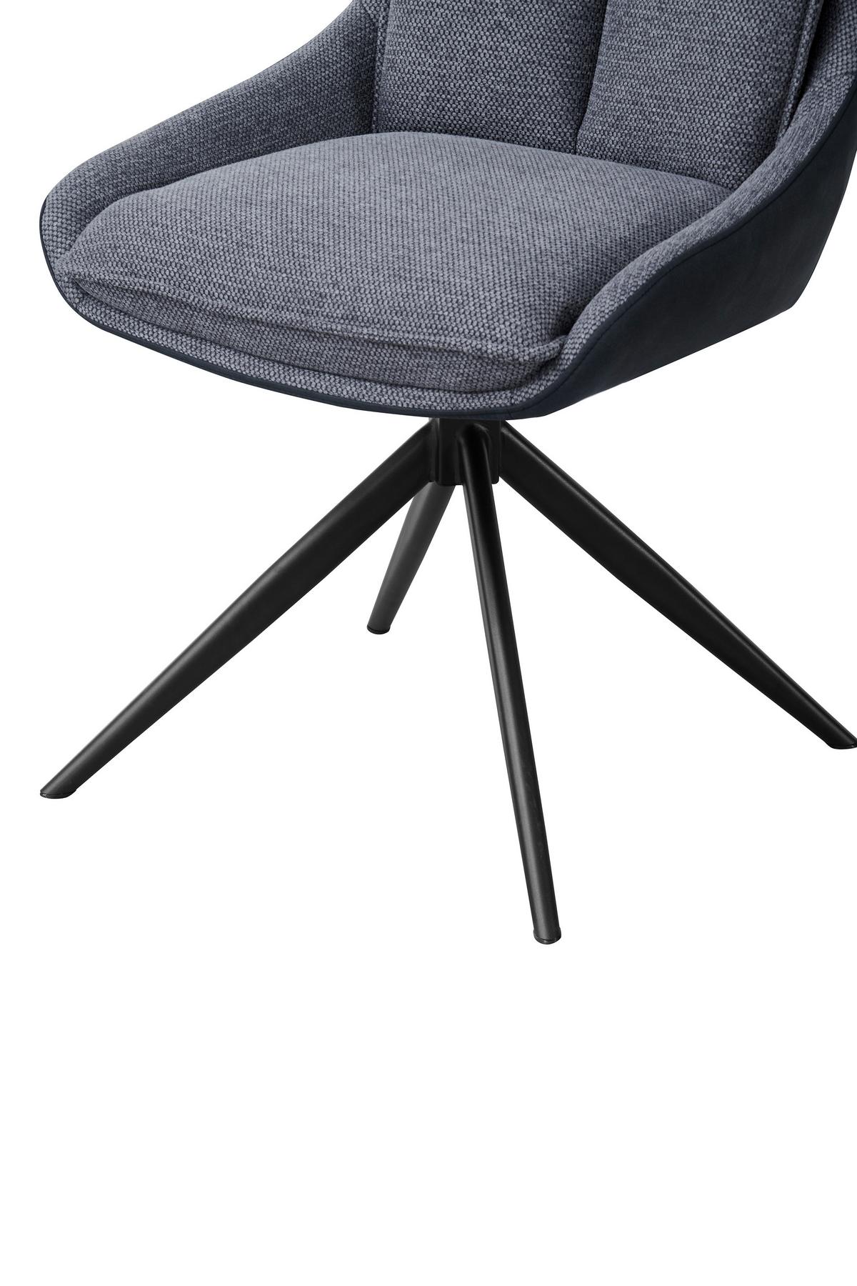 Armlehnstuhl Emilia Webstoff grau, B: 55cm - Schwarz/Grau, MODERN, Holz/Textil (55/88/65cm)