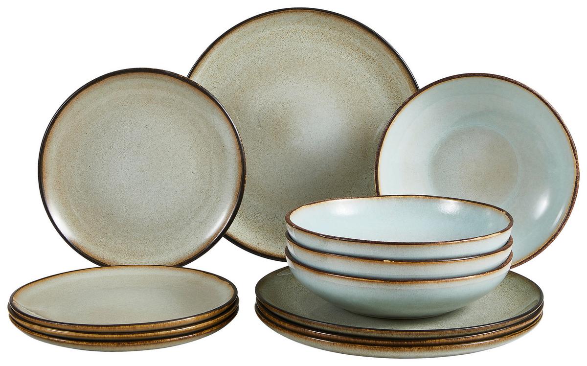 Tafelservice Keramik 4 Personen Geschirr Set - Grau, Basics, Keramik - Creatable