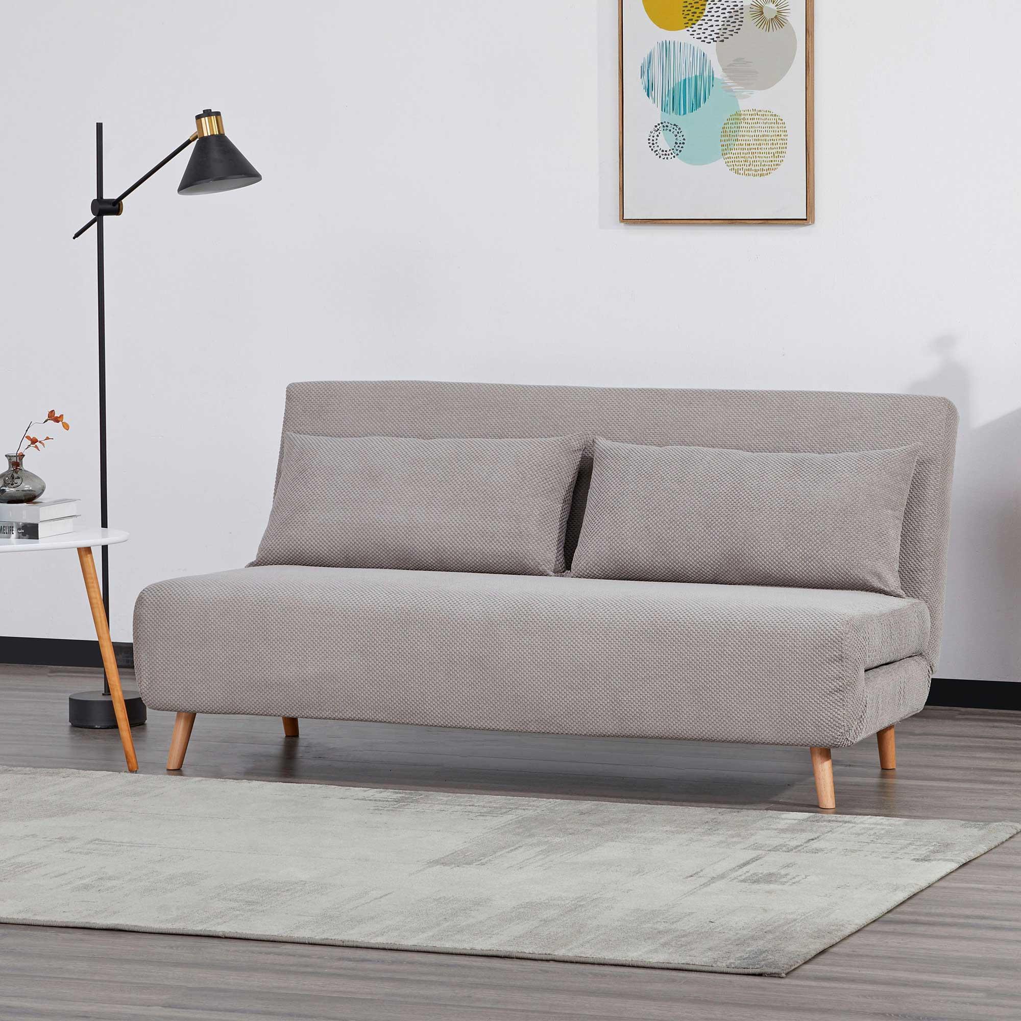 Schlafsofa Lissy - Naturfarben/Grau, MODERN, Textil (162/82/91cm) - MID.YOU
