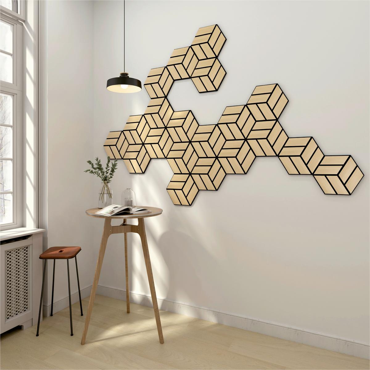 Akustikpaneel Sonido Single Hexagon - Hellbraun/Eichefarben, Basics, Holzwerkstoff/Kunststoff (30/26/1.8cm) - Novel