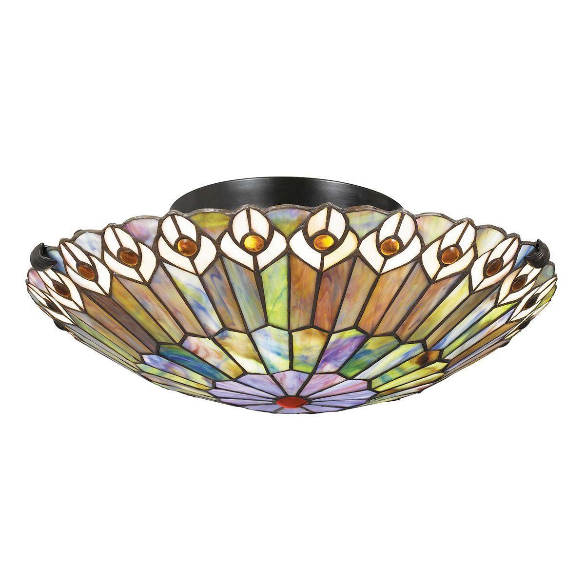 Mennyezeti Lámpa Qz-Watkins-F-Vb - sötétbarna/többszínű, Konventionell, üveg/fém (13,5/42,0cm) - Elstead Lighting