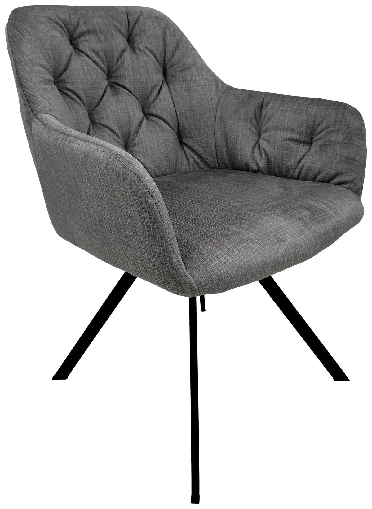 Armlehnstuhl-set Georgia 125 - Dunkelgrau/Schwarz, MODERN, Textil/Metall (57/85/62cm) - Kayoom