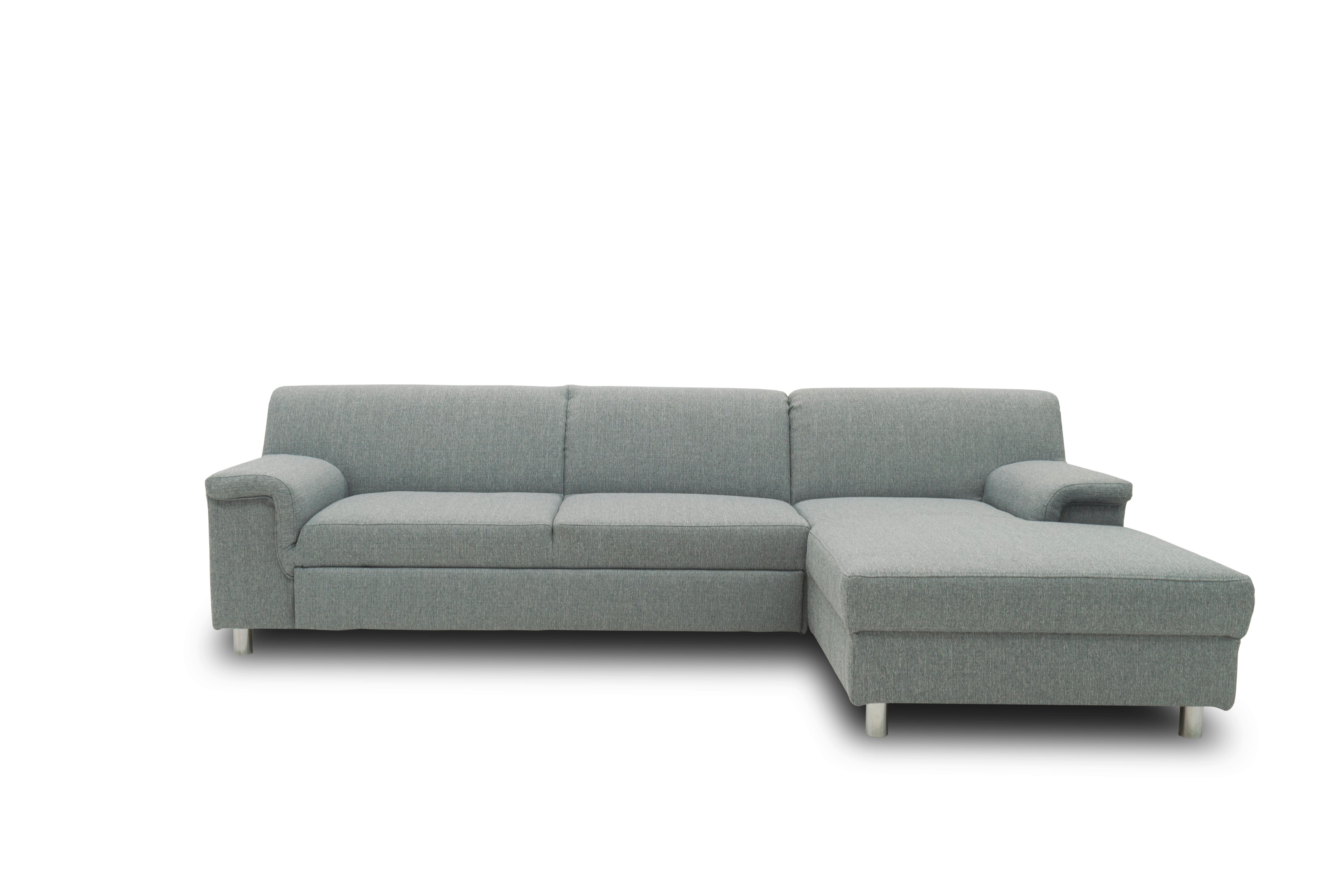 Ecksofa Mit Schlaffunktion Jamie Silberfarben Webstoff - Chromfarben/Silberfarben, KONVENTIONELL, Textil (252/150cm) - MID.YOU