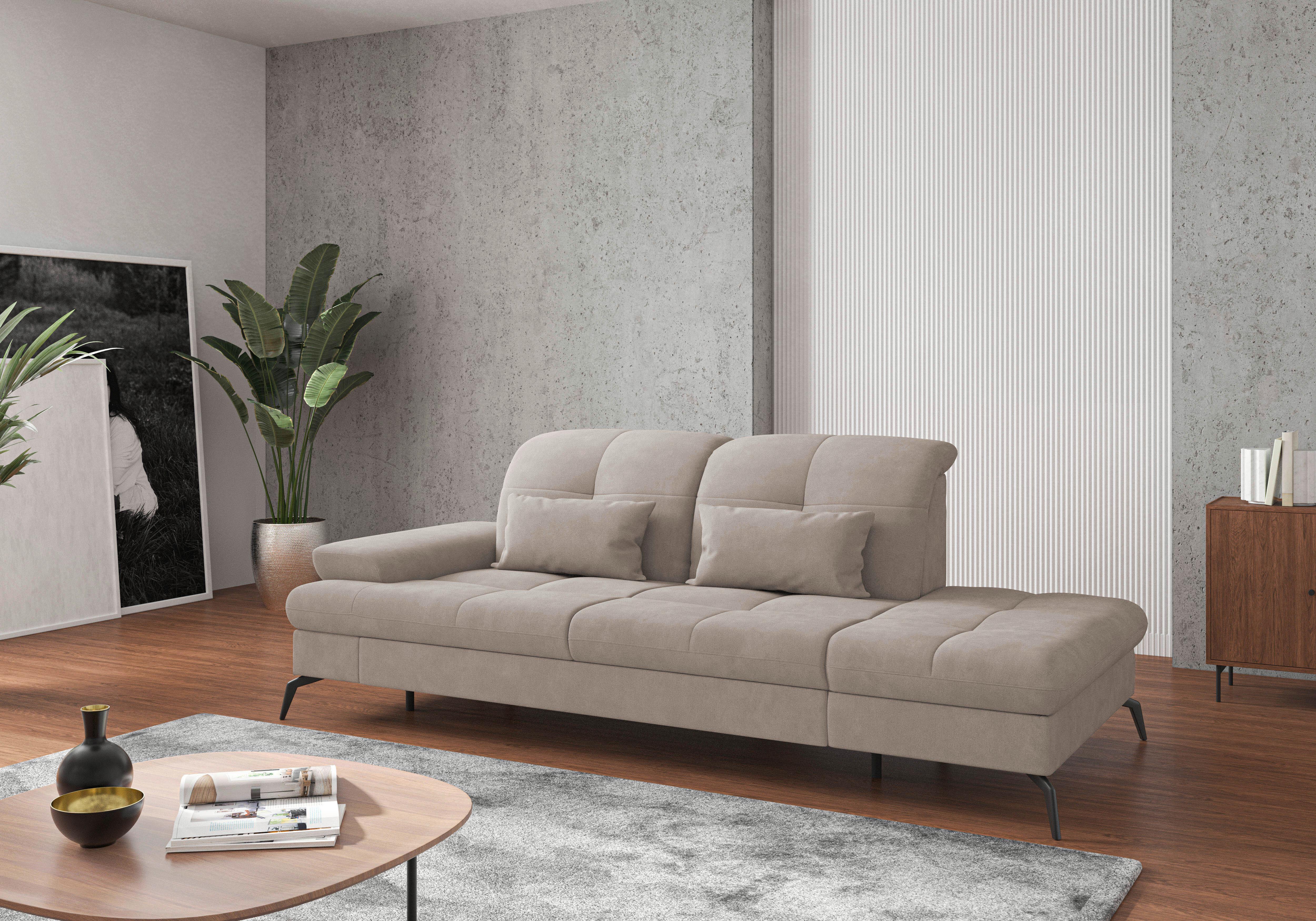 RÉCAMIERE Amica E, Greige B: 231 cm - Greige/Schwarz, KONVENTIONELL, Textil (231/90/122cm) - Sit & More