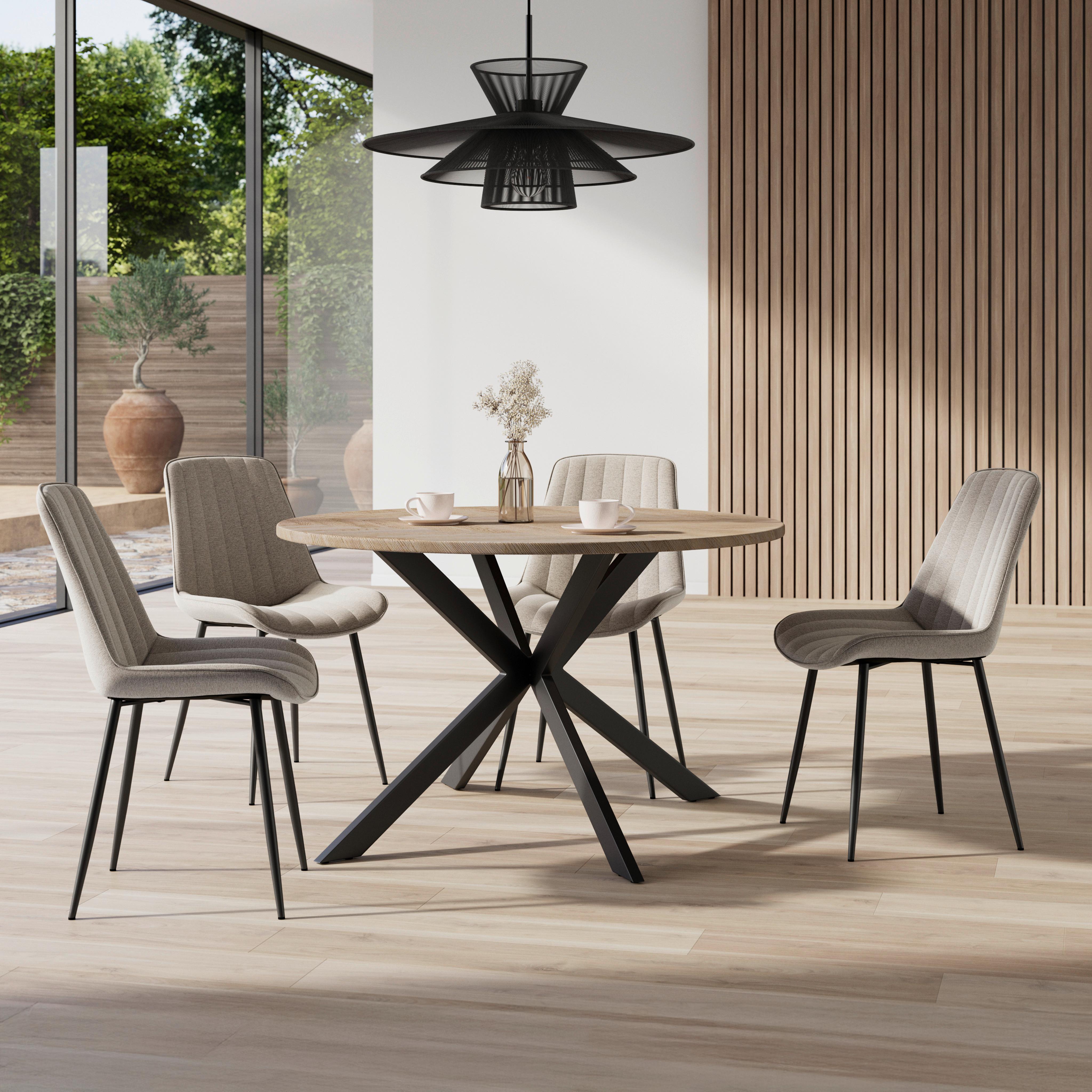 Jídelní set Eolona, 120cm - černá/krémová, Moderní, kov/kompozitní dřevo (120/76/120cm) - Bessagi Home