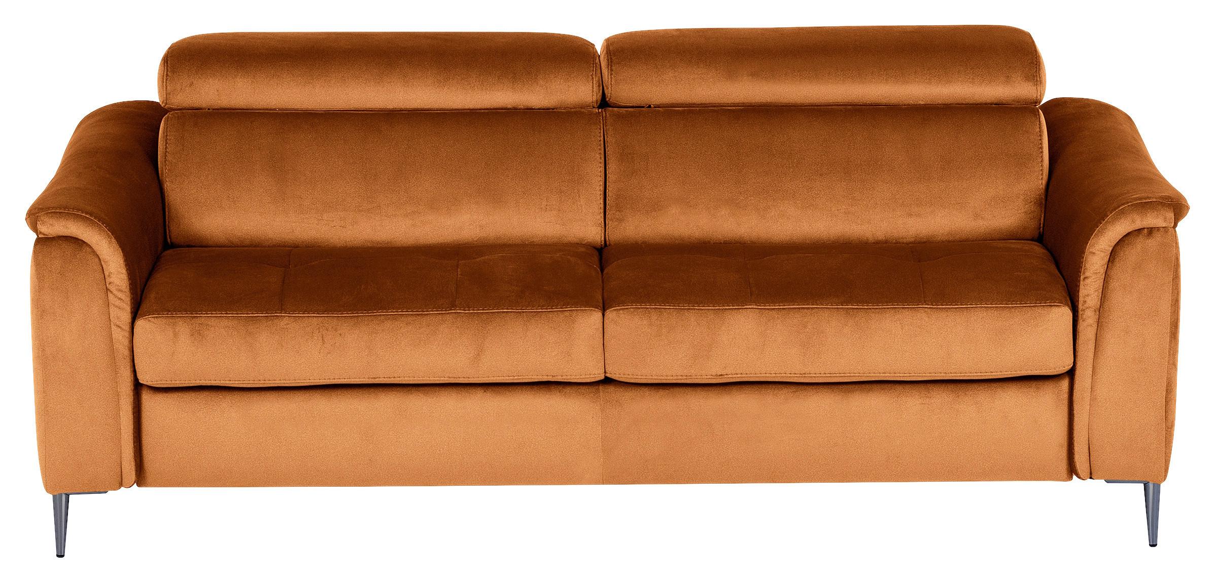 Schlafsofa Pafos Cognac B: 203 cm - Chromfarben/Cognac, Design, Textil (203/77-98/103cm) - MID.YOU