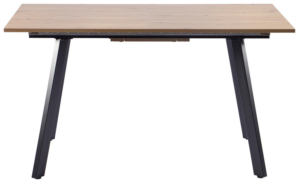 Esstisch Theo Eiche Artisan L: 140-180 cm - Schwarz/Eiche Artisan, MODERN, Holzwerkstoff/Metall (140/180/90/76cm) - Livetastic