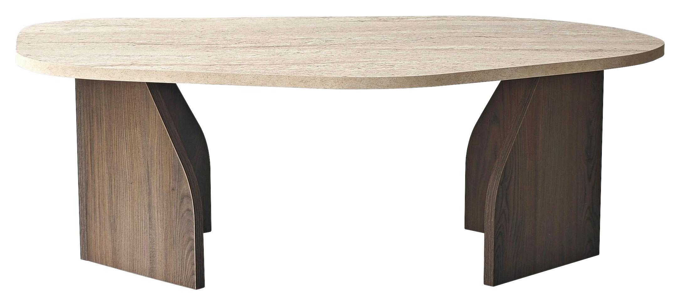 COUCHTISCH Travertin/Walnuss B: 100cm - Beige/Walnussfarben, MODERN, Holzwerkstoff (100/35/60cm)