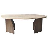COUCHTISCH Travertin/Walnuss B: 100cm - Beige/Walnussfarben, MODERN, Holzwerkstoff (100/35/60cm)