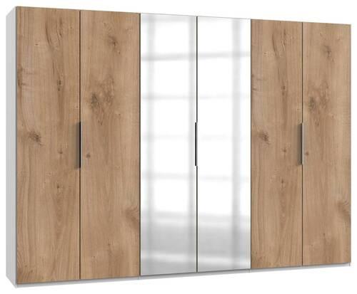 Drehtürenschrank Mit Spiegel 300 Cm Level, Weiß/eiche Dekor - Eichefarben/Weiß, MODERN, Holzwerkstoff (300/216/58cm) - MID.YOU