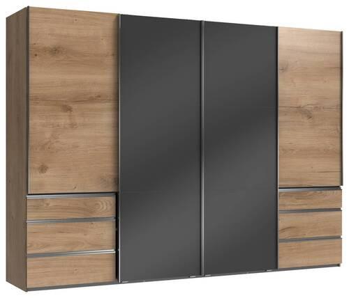 Schwebetürenschrank B: 300 Cm Level Grau/eichefarben Dekor - Eichefarben/Grau, MODERN, Holzwerkstoff (300/216/65cm) - MID.YOU