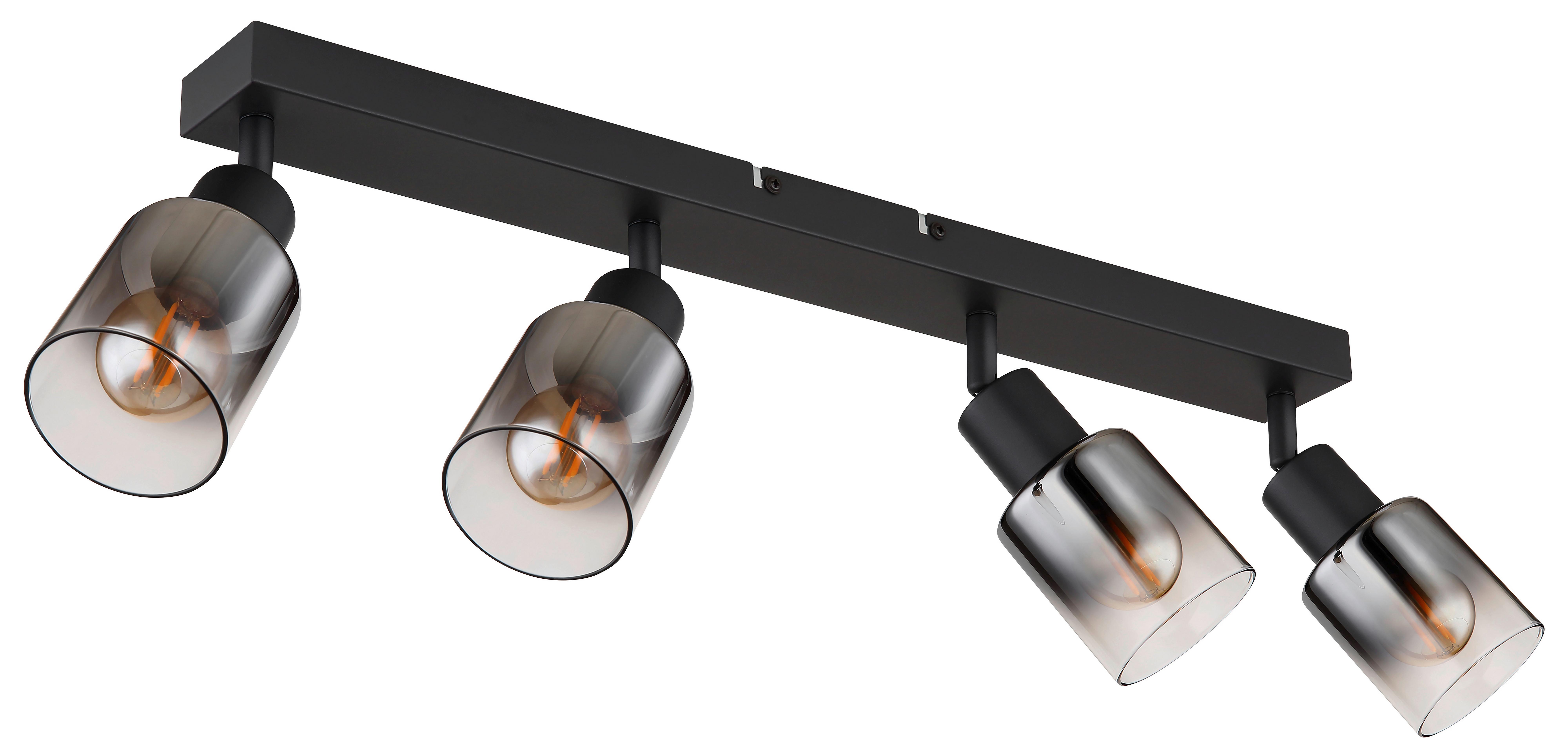 Strahler Timo 4-flammig Verstellbar Ø 7 Cm - Schwarz, MODERN, Glas/Metall (56/7/14cm) - Luca Bessoni