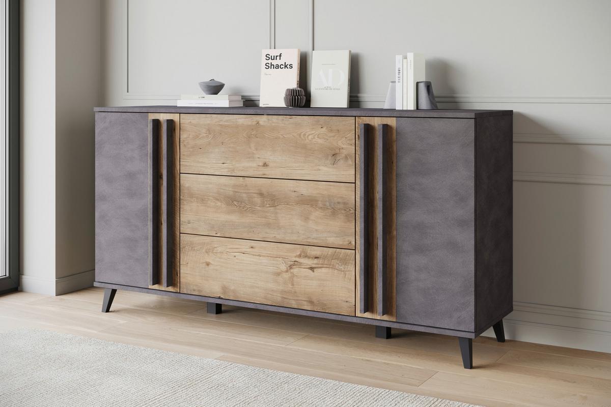 Sideboard Helsinki Anthrazit /Kastanienfarben B: 150cm - Kastanienfarben/Anthrazit, Trend, Holzwerkstoff (150/77,8/39,5cm) - P & B