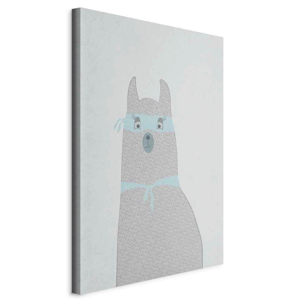 Leinwandbild Lama Pastellblau Grauweiß B: 40 cm