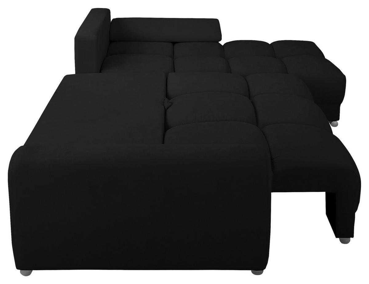 Ecksofa Azzuro Schwarz S: 256x175 cm - Silberfarben/Schwarz, Design, Textil (256/175cm) - Livetastic