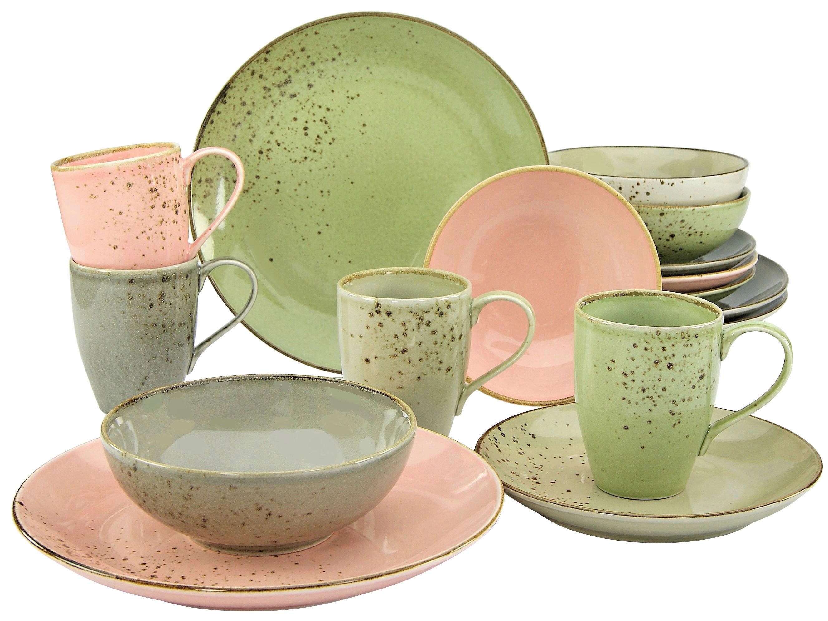 Kombiservice Keramik 4 Personen Geschirr Set - Blau/Multicolor, Trend, Keramik (34/31,5/33cm) - Creatable