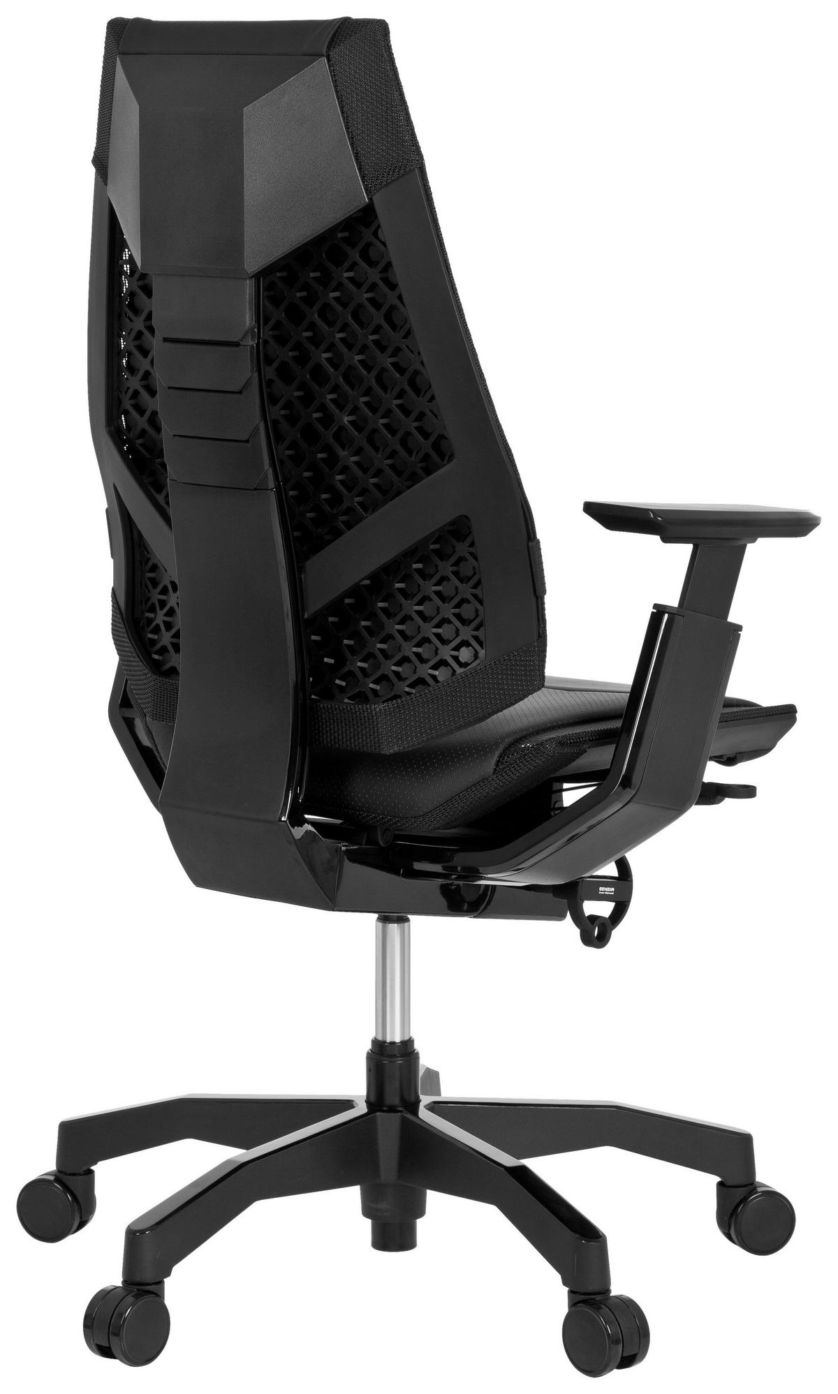 Drehstuhl Genidia Black höhenverstellbar Schwarz - Schwarz, MODERN, Leder/Kunststoff (57/119/46cm) - MID.YOU