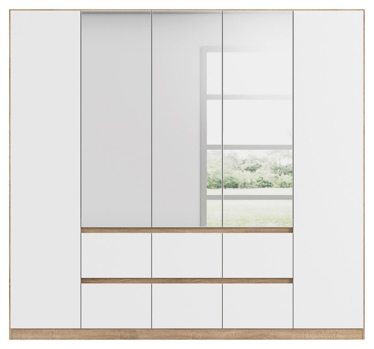 Drehtürenschrank Mainz Eichefarben B: 226 cm - Eichefarben/Weiß, Basics, Holzwerkstoff (226/210/54cm) - Rauch Möbel