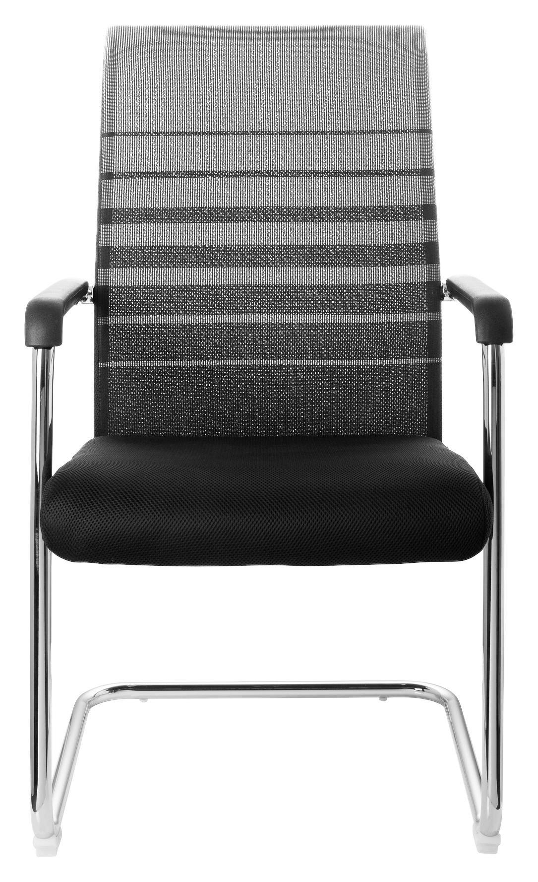 Besucherstuhl mit Armstützen Grau/Schwarz Bis 120 Kg - Chromfarben/Schwarz, MODERN, Kunststoff/Textil (57/104/55cm) - MID.YOU