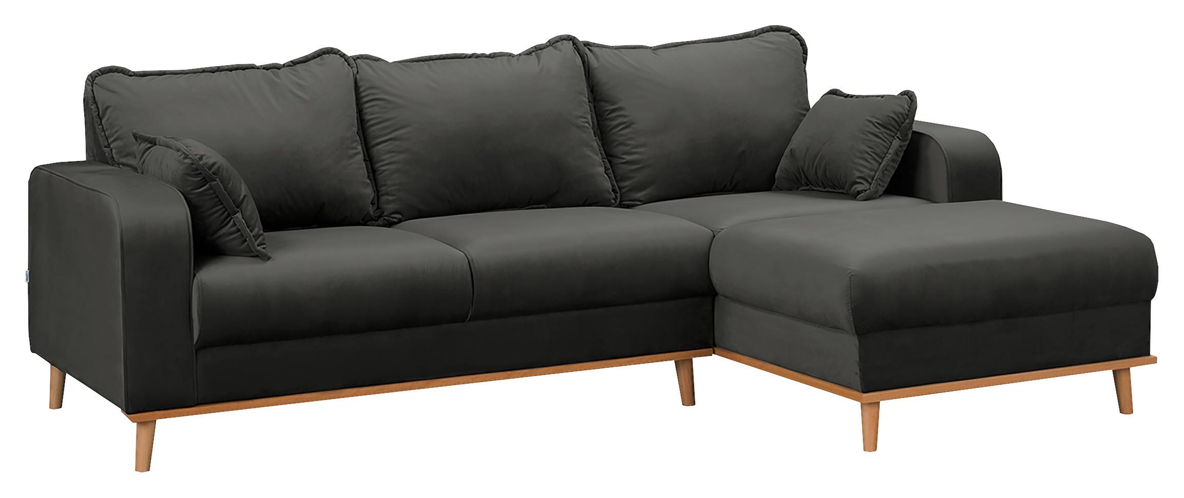 Ecksofa Beata Dunkelgrau S: 230x150 cm - Wengefarben/Dunkelgrau, Design, Textil (230/150cm) - Livetastic